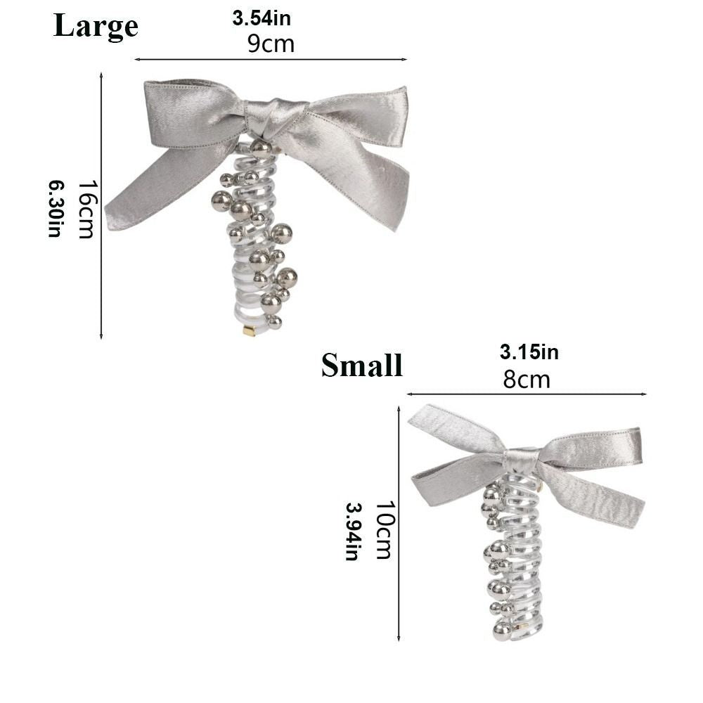 Elastic Bow Spiral Hair Ties Shiny Bowknot Braided Ponytail Holders Silvery Telephone Wire Hairband Girls