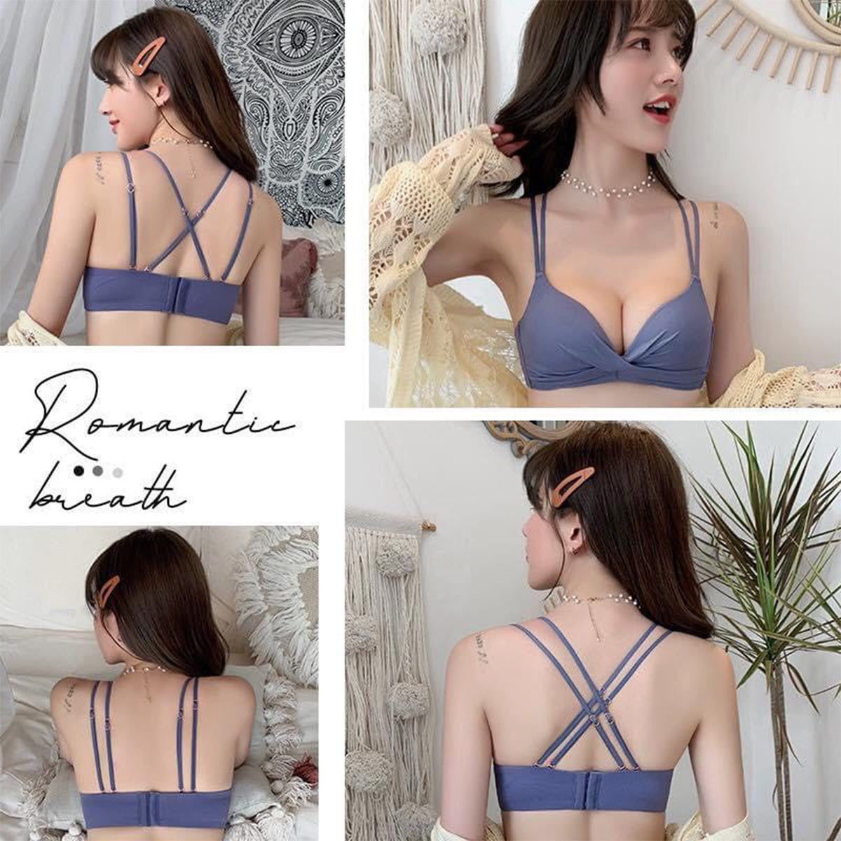 Women's Lightly Padded Wire Free Bra Panty Lingerie Set For Girl's Combo (Pack Of 4)