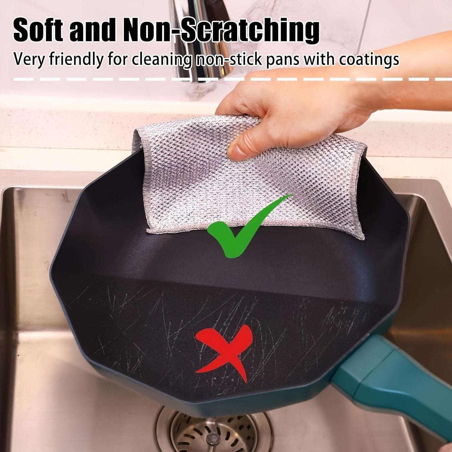 5/10/20/30pcs Non-Stick Oil-Resistant Kitchen Cleaning Scrubber - Reusable Mesh Dish Towels for Stovetops, Pots And Range Hoods, Checkered Pattern, Ideal for Home Use