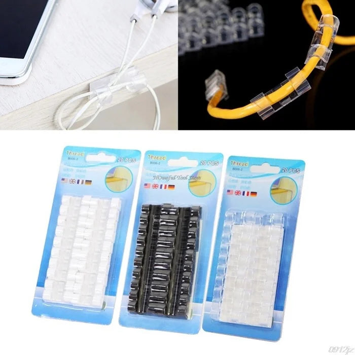 20 Pcs Cord Wire Cable Plastic Clips