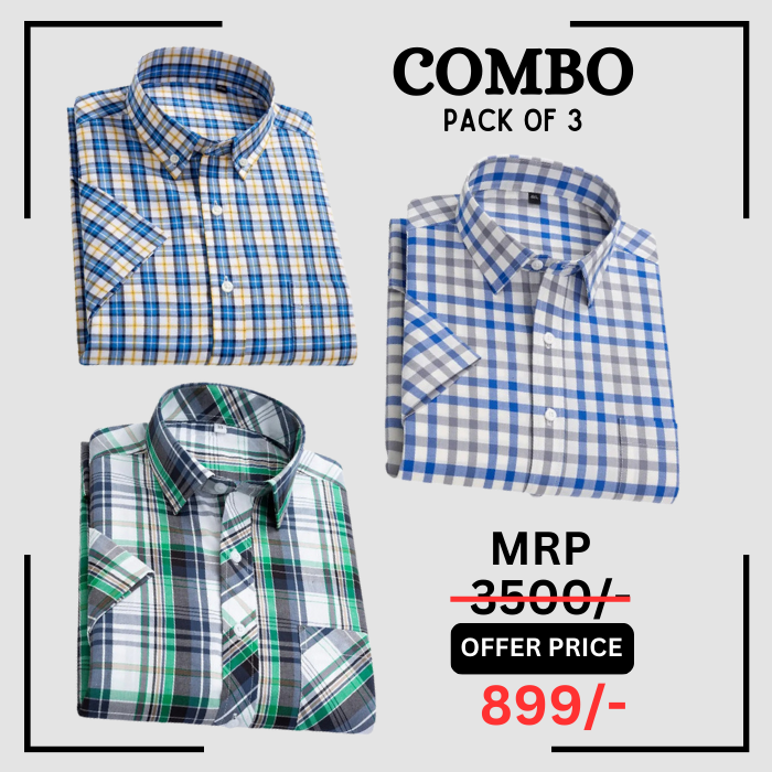 StichButton 100% Anti Wrinkle Imported Cotton Latest Formal Shirts (Combo Pack of 3)