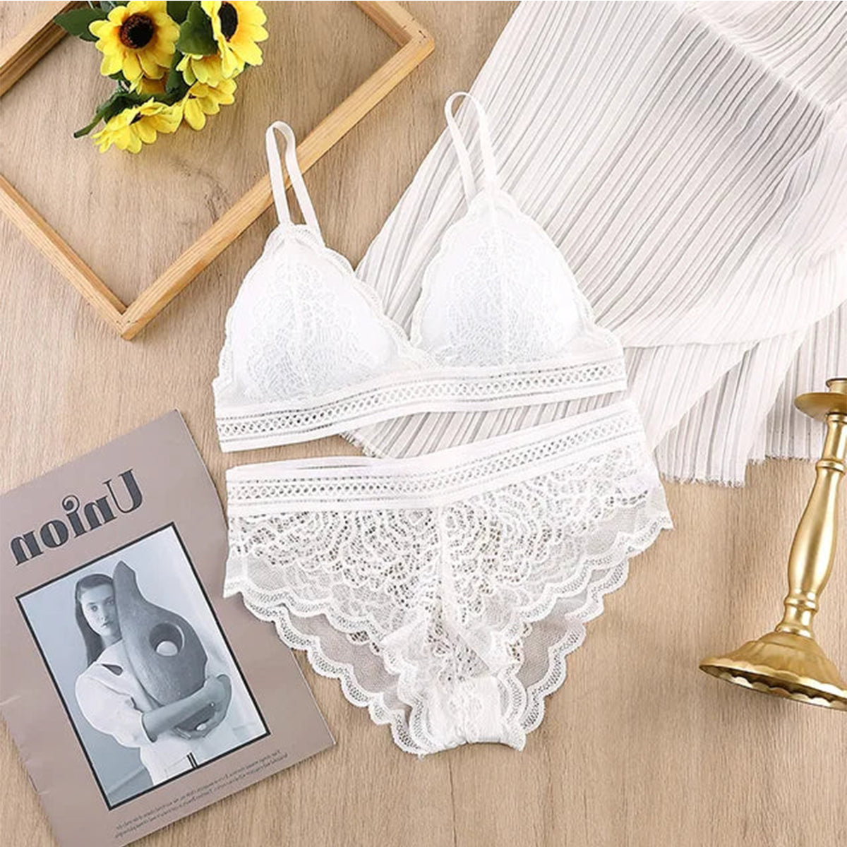 Women's Lightly Padded Wire Free Bra Panty Lingerie Set For Girl's Combo (Pack Of 5)