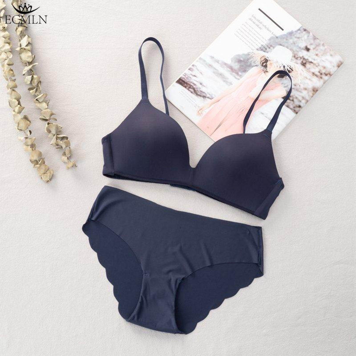 Women's Lightly Padded Wire Free Bra Panty Lingerie Set For Girl's Combo (Pack Of 4)