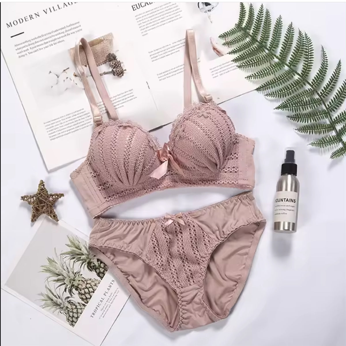 Women's Lightly Padded Wire Free Bra Panty Lingerie Set For Girl's Combo (Pack Of 4)