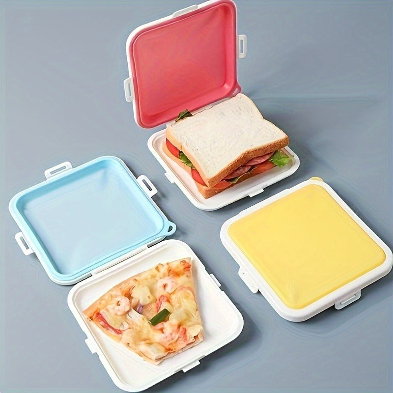 Reusable Silicone Sandwich Container, Food Storage Container, Snap Lids BPA Free, Leakproof Heat Resistant Perfect for School, Work, Picnics