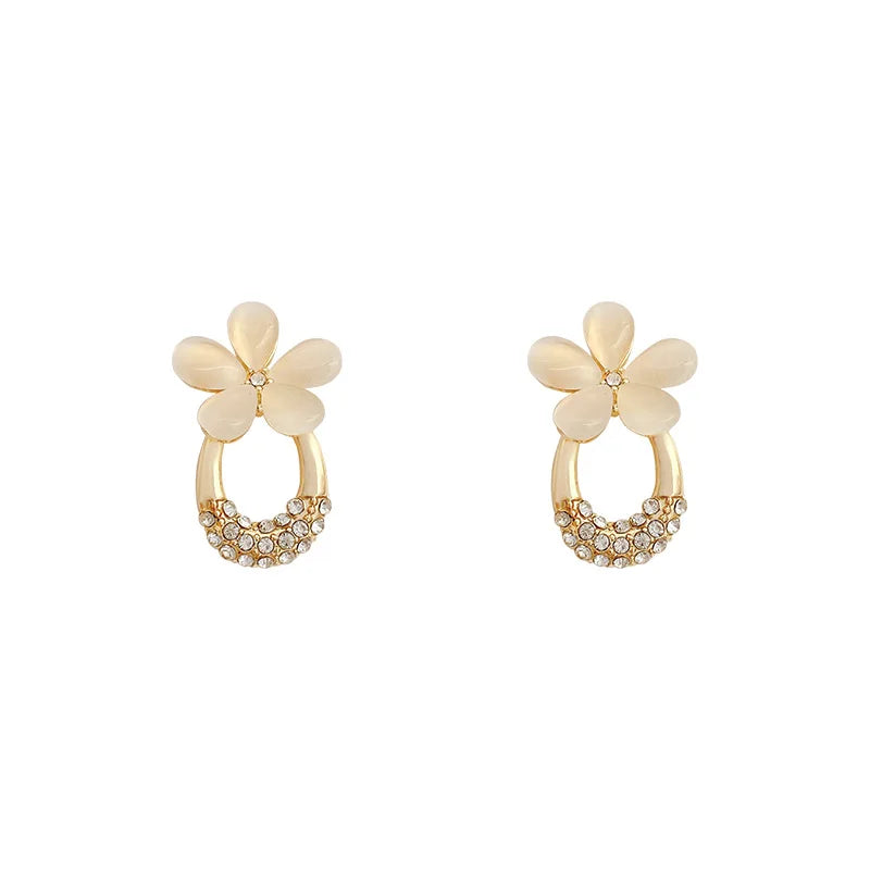 Super Fairy Pineapple Opal Zircon Earrings Korean Flower Bling Stud Earrings Wedding Engagement Jewelry Gift For Women