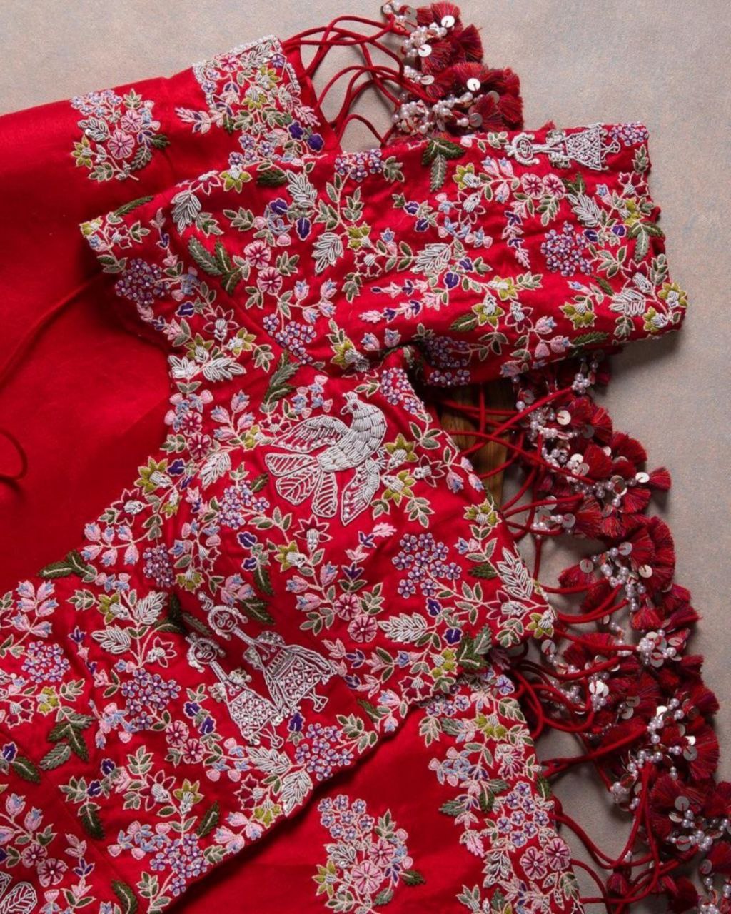 Red Rangoli Silk Heavy Embroidery Work Saree With Blouse