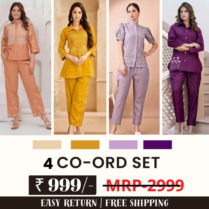 Stylish & Versatile 4 Co-ord Set Combo for Women | COMBO - 8