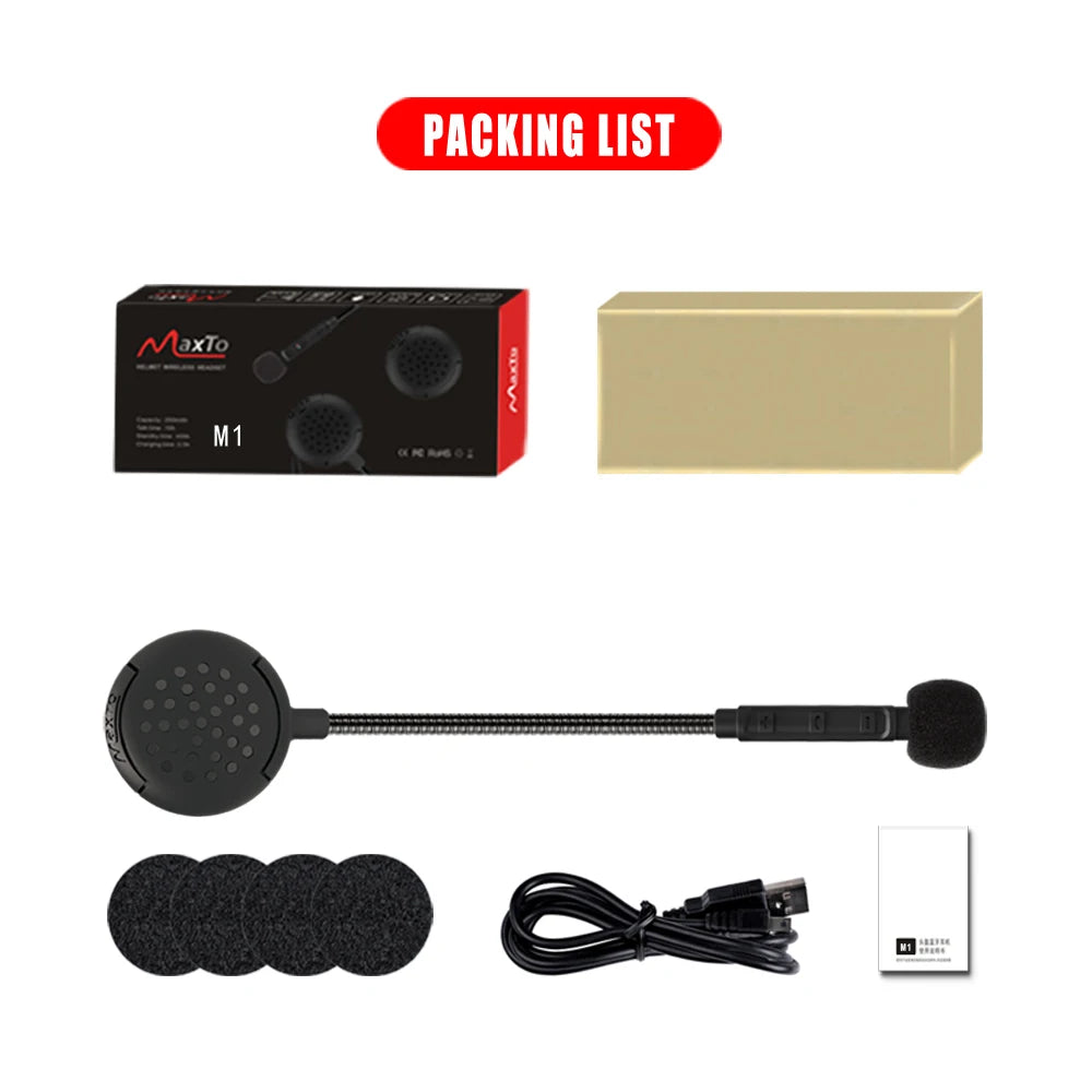 Wireless Maxto M1 Helmet Headset Motorcycle Bluetooth Earphone Riders Headphone Connected with 2 Mobile Phones