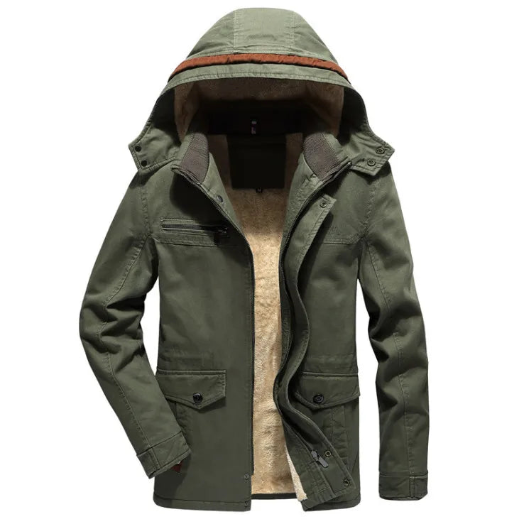 Newest Winter Jacket Coat Men Hooded Thicken Windproof Jacket High quality Cotton Jacket Male Military Jacket Army Green Khaki