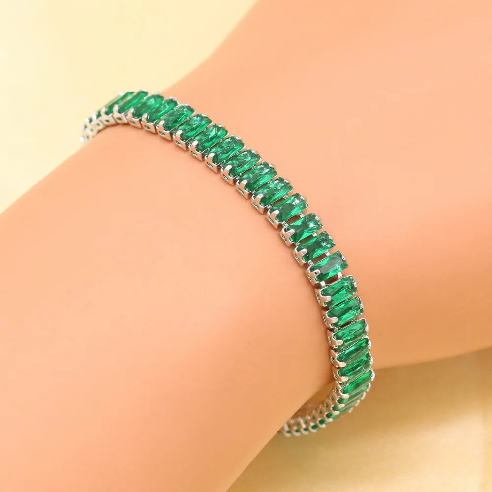 XUTAAYI Green Silver Color Wedding Jewelry Sets Earrings For Women Luxury Jewelry Bracelet Rings Bridal Pendant Necklace Set