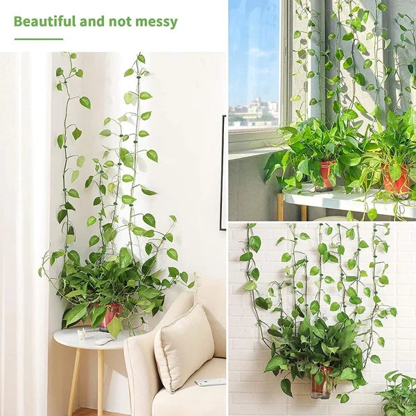 20pcs Leaf Shape Plant Climb, Plant Climbing Wall Fixture Clip Leaf Shape Adhesive Sticker Plant Fixer Binding Clip Invisible Wall Vines Clip Plant, Green Color