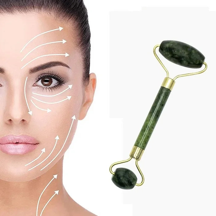 Flawless Facial Massage Jade Roller for Women is Natural Himalayan Stone Gua Sha Stone with Face Roller, helps Skin Wrinkles & Serum Application