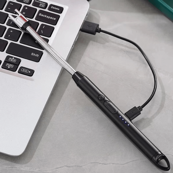 USB Rechargeable Lighter, Rechargeable Electric Gas Lighter Plasma Flameless Windproof USB Lighter 360° Flexible Neck Arc to Light Puja Lamps, Gas Stove, Candles