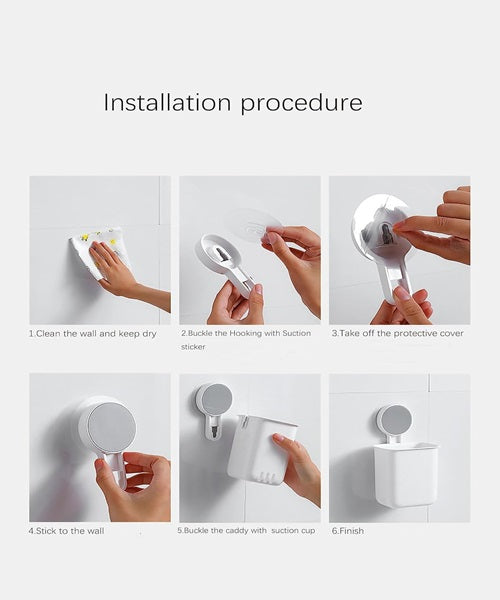 Wall Mounted Toothbrush Holder With Sticker, Toothbrush Holders for Bathroom, Plastic Wall Mounted Self Adhesive, Toothbrush Holder for Toothbrushes, Toothpaste, Shaver, Razor & Brush Holder