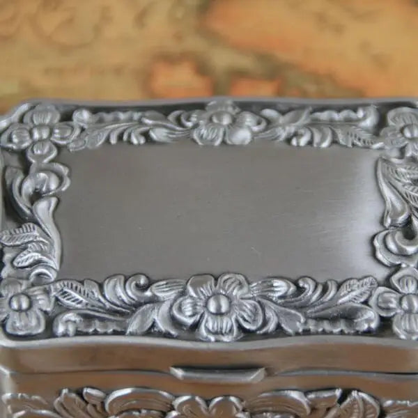 Fashion Jewelry Box Zinc-alloy Metal Trinket Case Flower Design Carved Jewellery Storage Gift Box