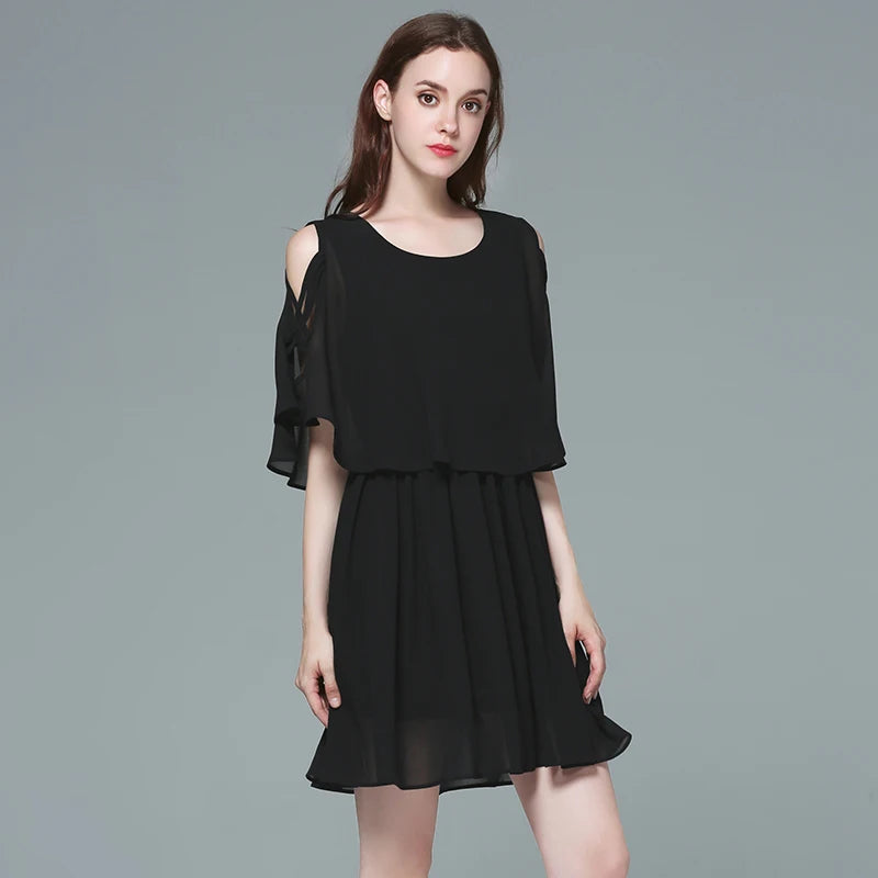 TAOYIZHUAI Summer New Arrival Straight Petal Half Sleeves Casual Style Plus Size Elegant Loose Above Knee Female Dress 11542