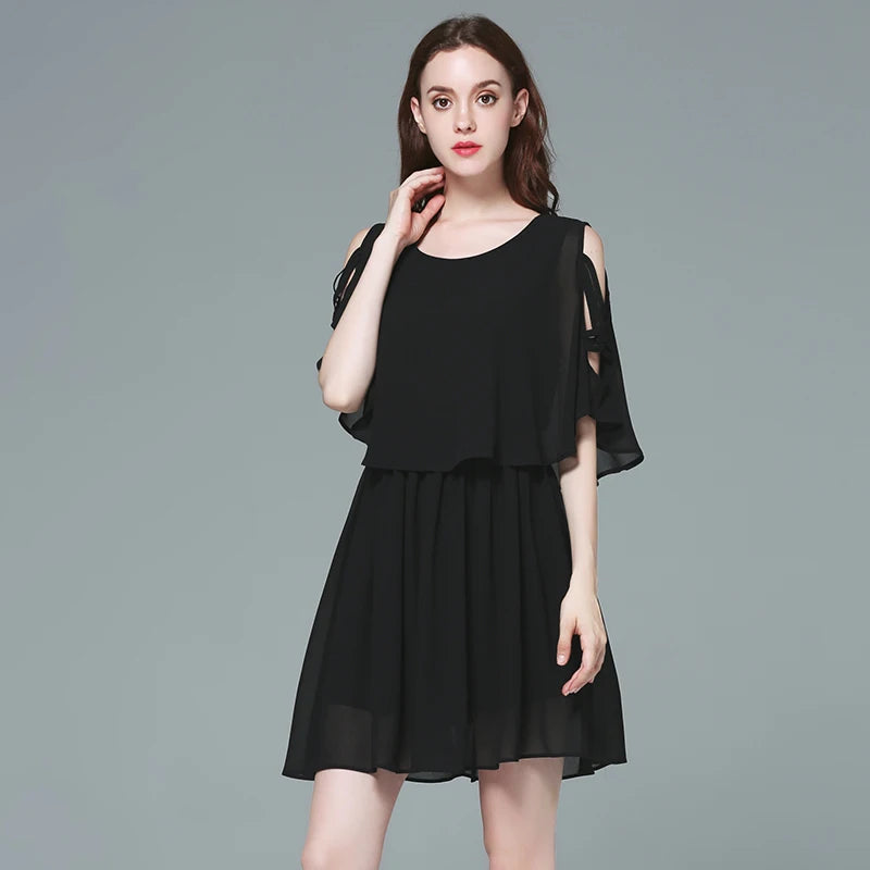 TAOYIZHUAI Summer New Arrival Straight Petal Half Sleeves Casual Style Plus Size Elegant Loose Above Knee Female Dress 11542