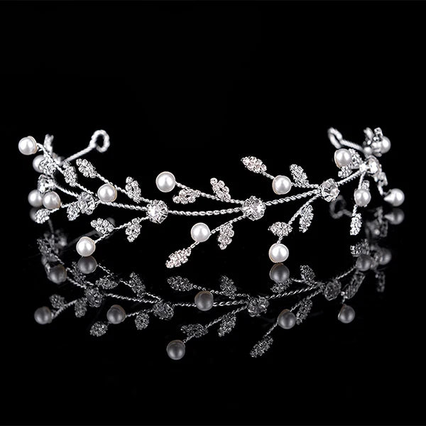 Crown HADIYANA Bridal Wedding Hair Accessories Lovely Pearl Leaves Design Elegant For Women Zircon BC5053 Haar Sieraden Bruiloft