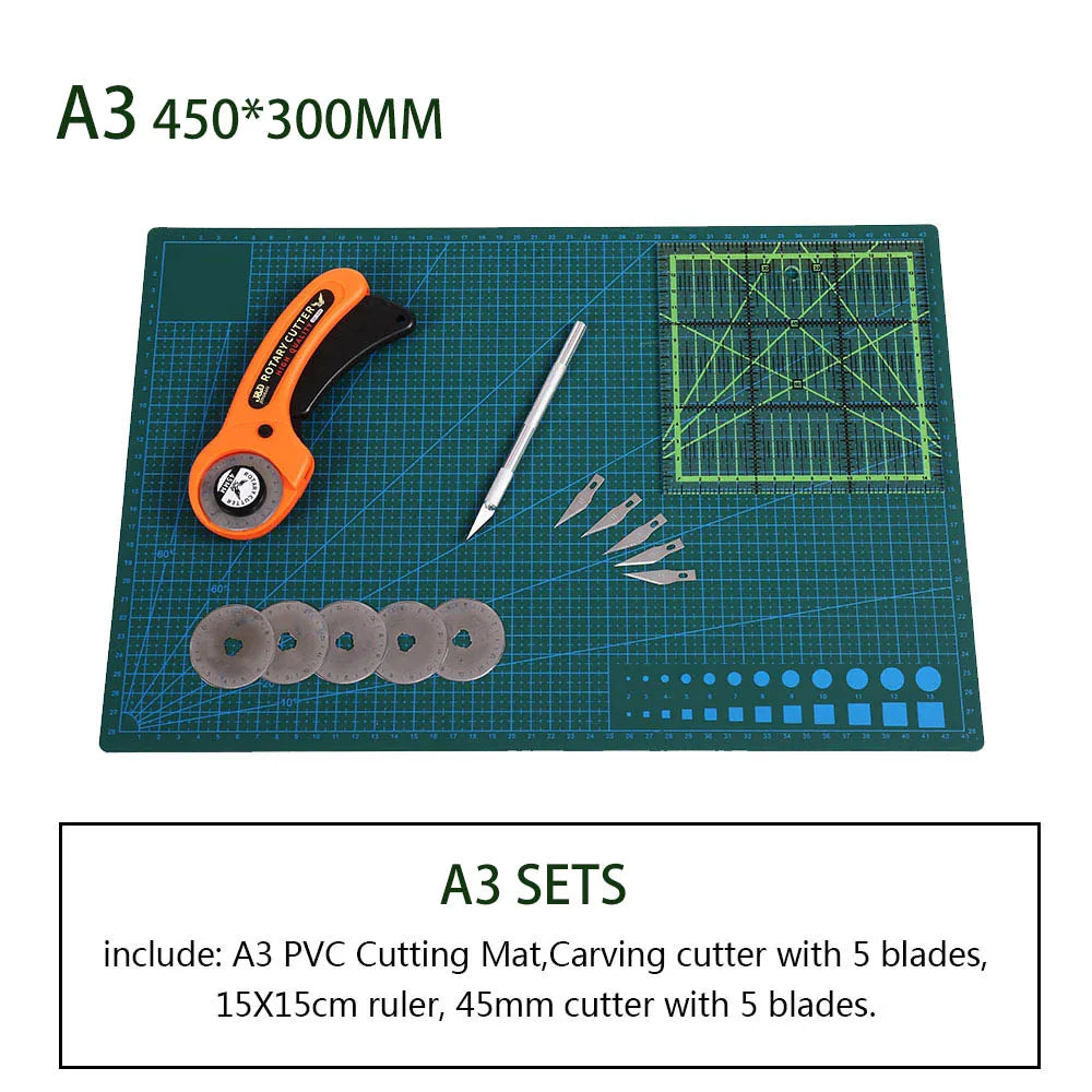 Rotary Cutter 45mm Kit Sewing Accessories Leather Tool Model Carving Knife PVC Cutting Mat A1A2Double Side Multi Size DIY Craft