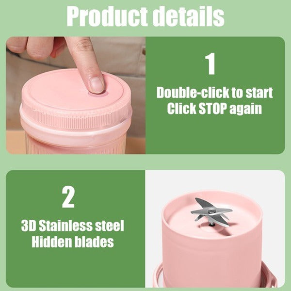 420ml Portable Mini Electric Juicer, Blender, Juicer Bottle Mixer, Juice Maker, Fruit Juicer Machine Electric, USB Rechargeable Personal Mini Juicer