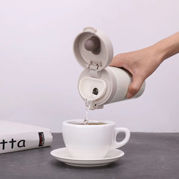 380ml Thermos Coffee Mug Vacuum Insulated Stainless Steel Tea Coffee Mug Thermos Flask Travel Mug - Tumbler with Flip Lid Mesh Filter Hot and Cold for 6 Hours