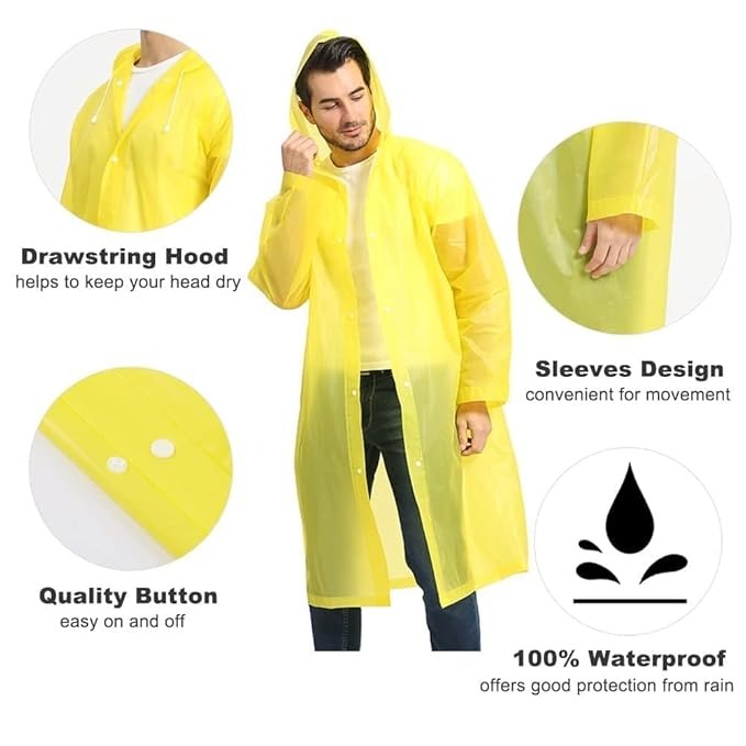 Waterproof Hooded Raincoat - Men & Women (Random Color)