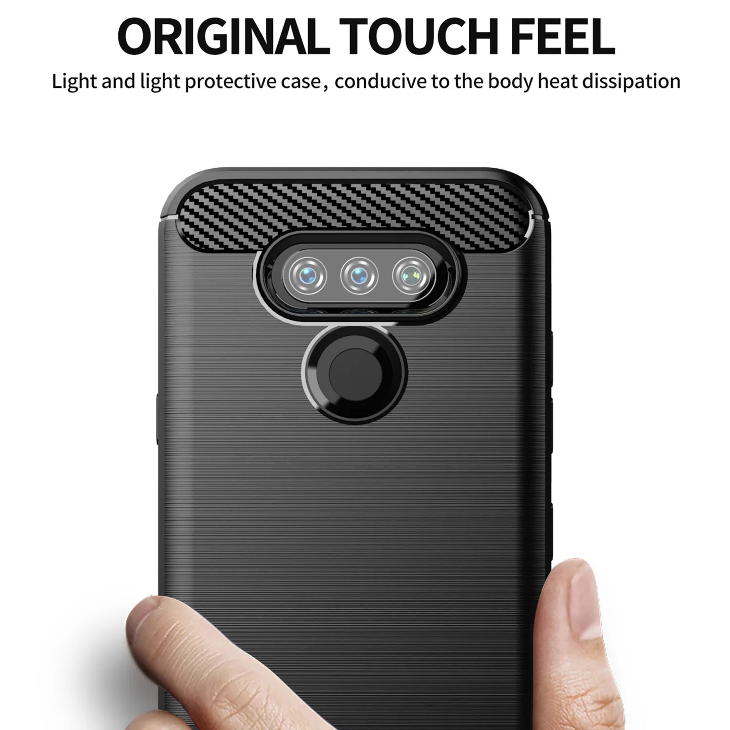 Soft tpu silicone case para lg harmonia 4, 2, risio 3, 4harmony2, shockproof, fibra de carbono