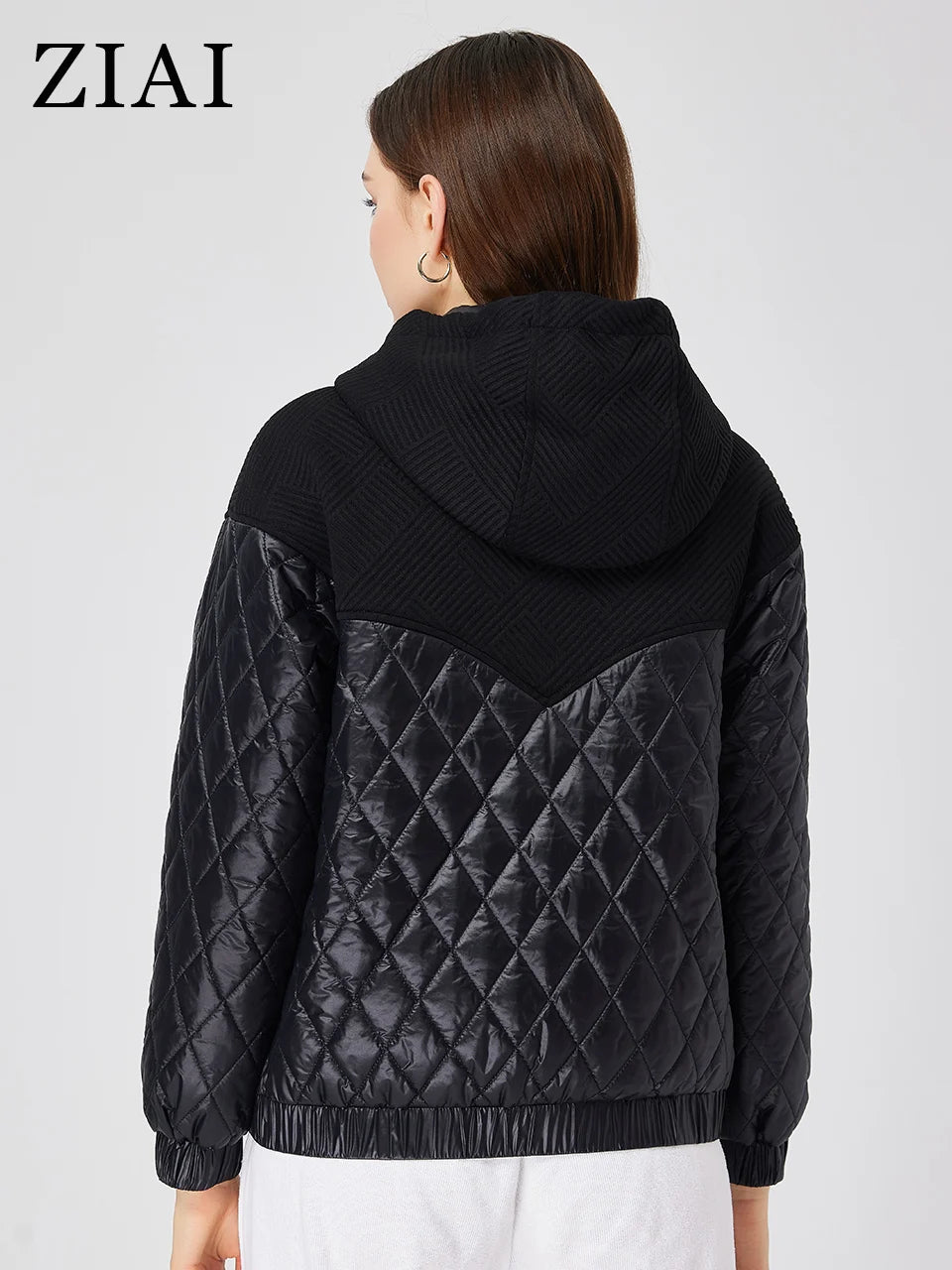 ZIAI New Spring Autumn Short Women's spring jacket Short Quilted stitching Hooded fashion jackets for women 2023 ZM-20333