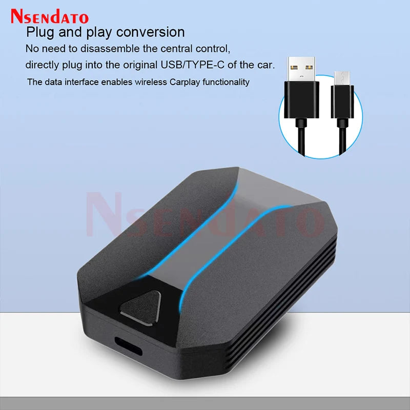 Wired to Wireless Carplay adapter For iPhone Car Stereo With Type C Plug and Play WiFi Bluetooth-Compatible 5.3 Receiver Adapter
