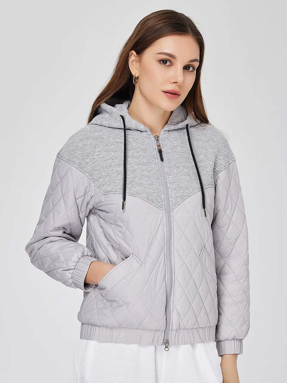 ZIAI New Spring Autumn Short Women's spring jacket Short Quilted stitching Hooded fashion jackets for women 2023 ZM-20333