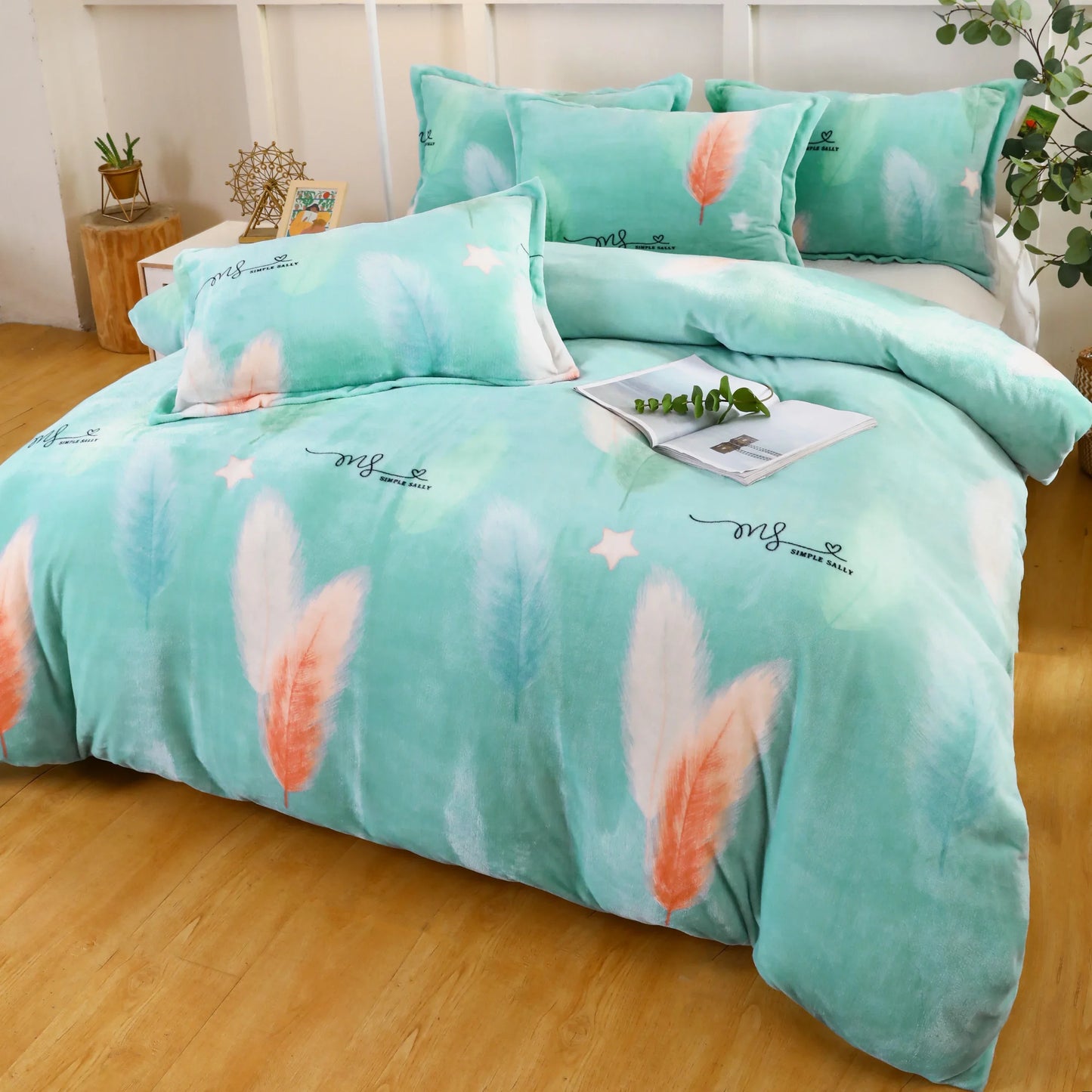 Winter Duvet Cover Thick Fleece Warm Flannel Coral Double Sided Velvet Bedding Single Double Queen King Size Quilt Cover
