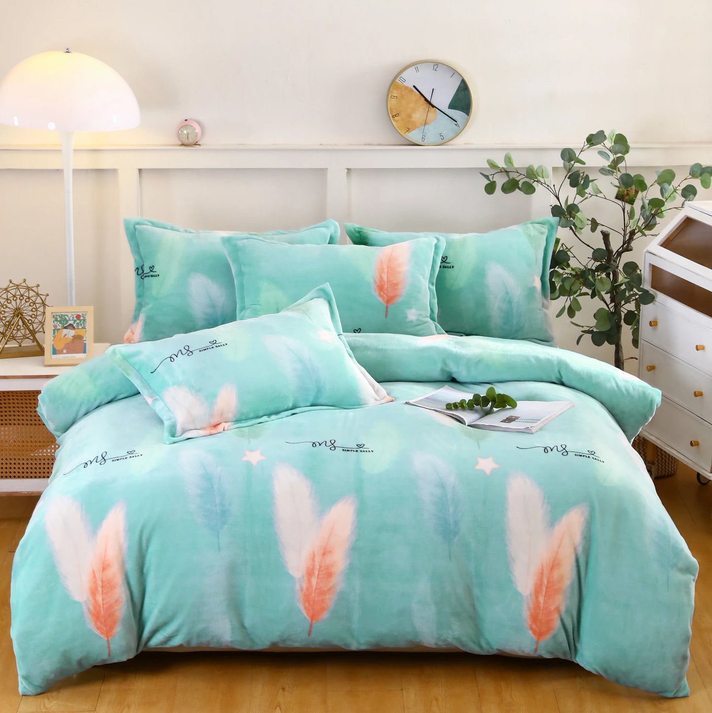 Winter Duvet Cover Thick Fleece Warm Flannel Coral Double Sided Velvet Bedding Single Double Queen King Size Quilt Cover