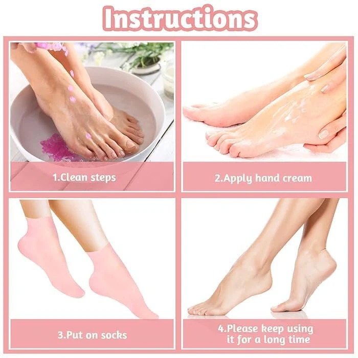 Silicone Gel Moisturizing Socks for Cracked Heels – Reusable Hydrating Spa Socks for Dry Feet, Heels & Callus Repair