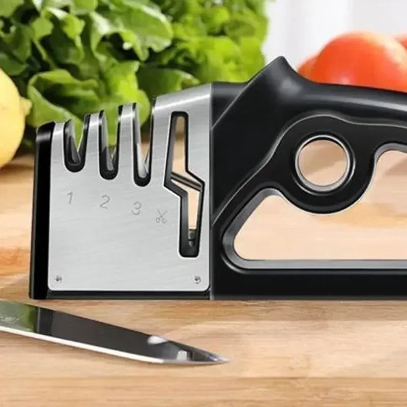 4in1 Multifunctional Sharpening Stone Quick Knife Sharpener Handheld Stainless Steel Blade Kitchen Appliance Kitchen Accessories