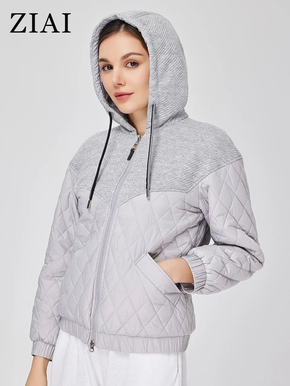 ZIAI New Spring Autumn Short Women's spring jacket Short Quilted stitching Hooded fashion jackets for women 2023 ZM-20333