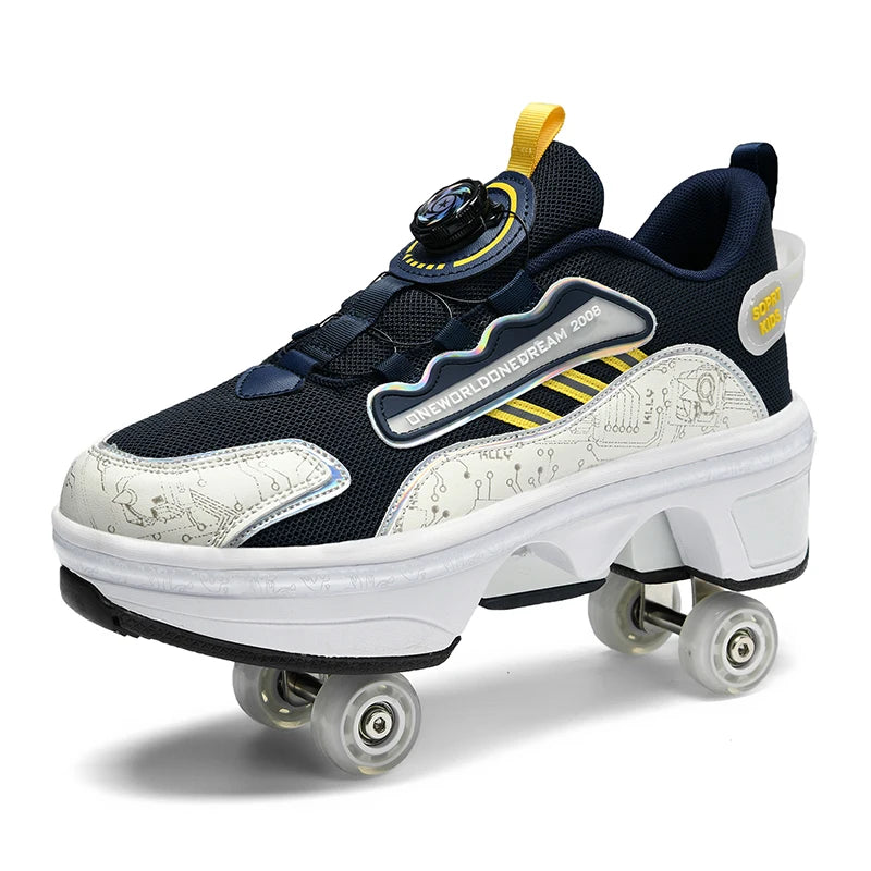 New Double-Row Four-Wheel Roller Skating Shoes Dual-Use Roller Shoes Men Women Sneakers Sport Dog walking training running shoes