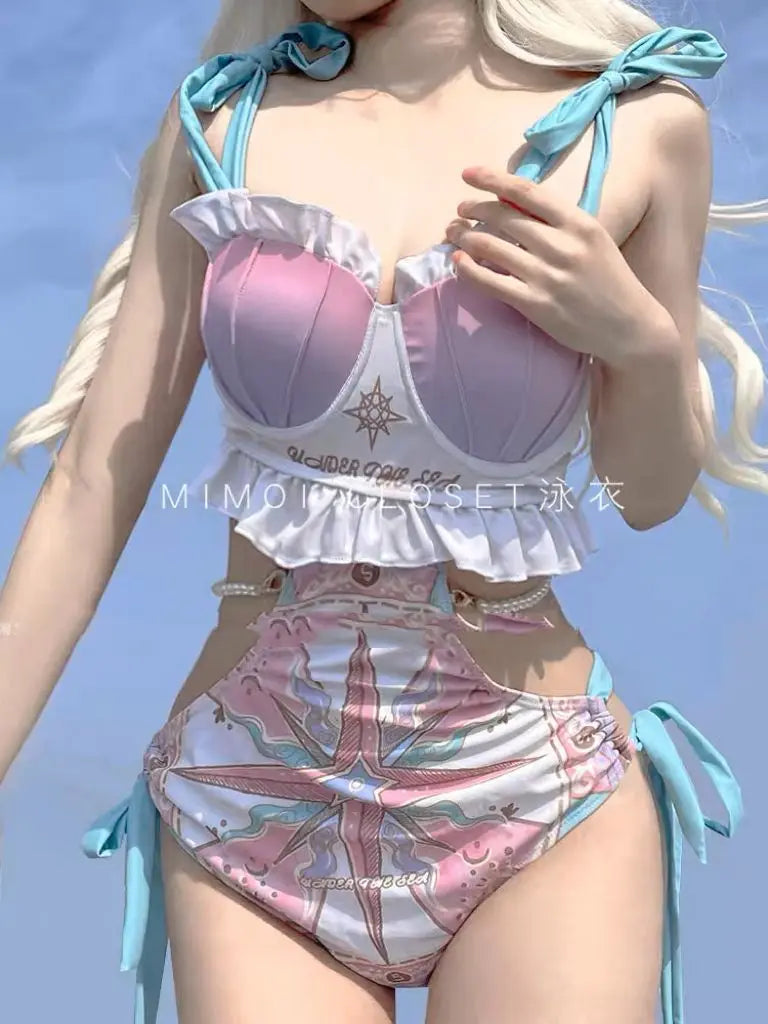 Women's Swimsuit Two-piece Swimwear Women Bikinis Sets Summer New Korea Multi Color Sexy Gather Split Beach Female Swimsuit