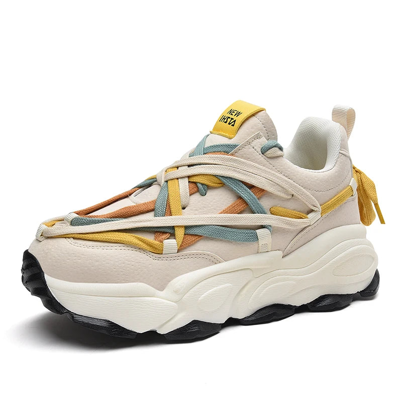 Platform Thick Sole Casual Sneakers Man Shoes Trainers Lace Up Flats for Men Running Increase Heels Chunky Designer Womens Shoes