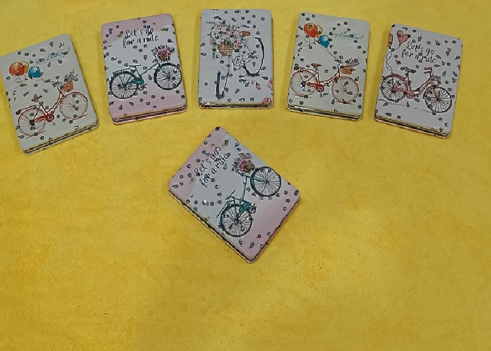 Bicycle Print Diamond Mirror