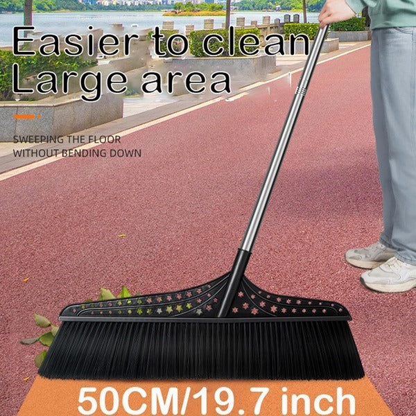 Wide Outdoor Angle Broom, Outdoor Heavy Duty Floor Scrub Brush with Long Handle Stiff Bristles Broom for Patio Yard Garage Deck Driveway Concrete Floor Cleaning