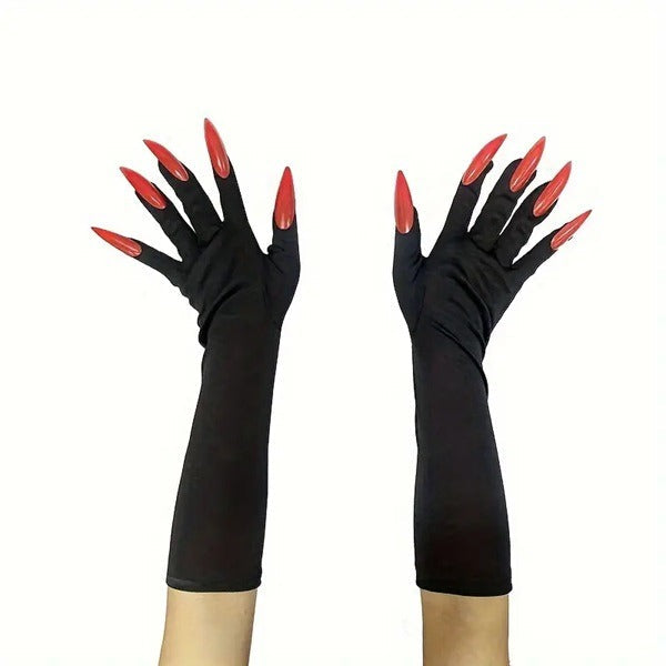 Halloween Ghost Gloves (1Pair), Halloween Gloves Long Fingernails Gloves, Halloween Witch Gloves Devil Ghost Gloves