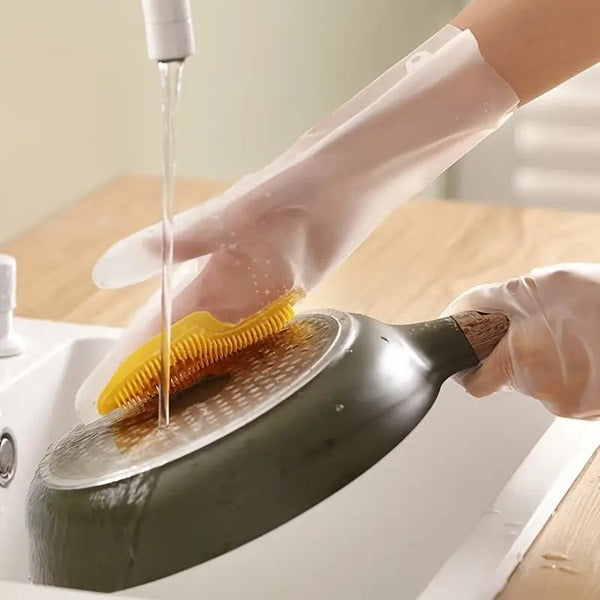 Waterproof And Non-slip Kitchen Cleaning Brush Gloves