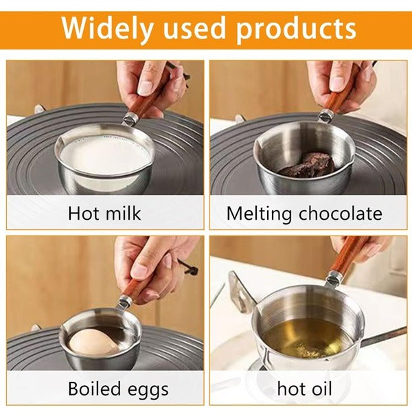 Stainless Steel Mini Saucepan, Tadka Pan with Handle, Rustproof Fast Heating Food Grade, Milk Butter Warmer Pot with Cool Handle for Making Syrup for Melting Butter (200ML)