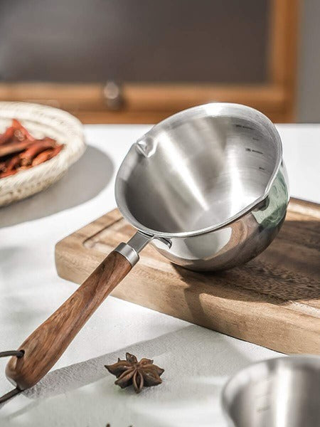 Stainless Steel Mini Saucepan, Tadka Pan with Handle, Rustproof Fast Heating Food Grade, Milk Butter Warmer Pot with Cool Handle for Making Syrup for Melting Butter (200ML)