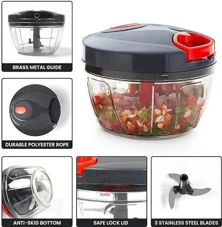 Anjani 2 in 1 Vegetable Chopper With Grinder Mixer, Hand Grinder Mixer Food Processor Slicer Shredder Salad Maker Vegetable Tools