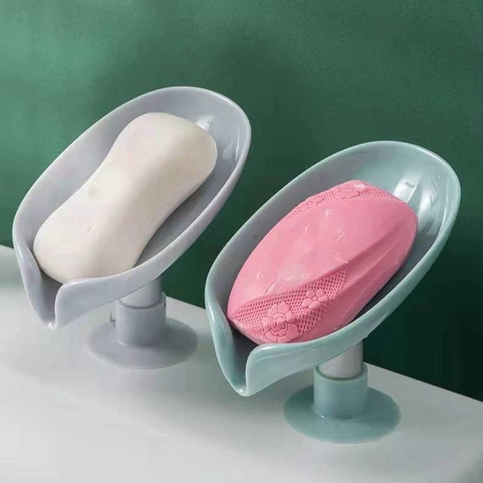 Suction Drain Soap Tray, Soap Holder Stand Self Draining Soap Dish Holder Soap Box for Shower with Suction Cup for Bathroom, Kitchen, Bathtub, Wash basins - 2 Pcs