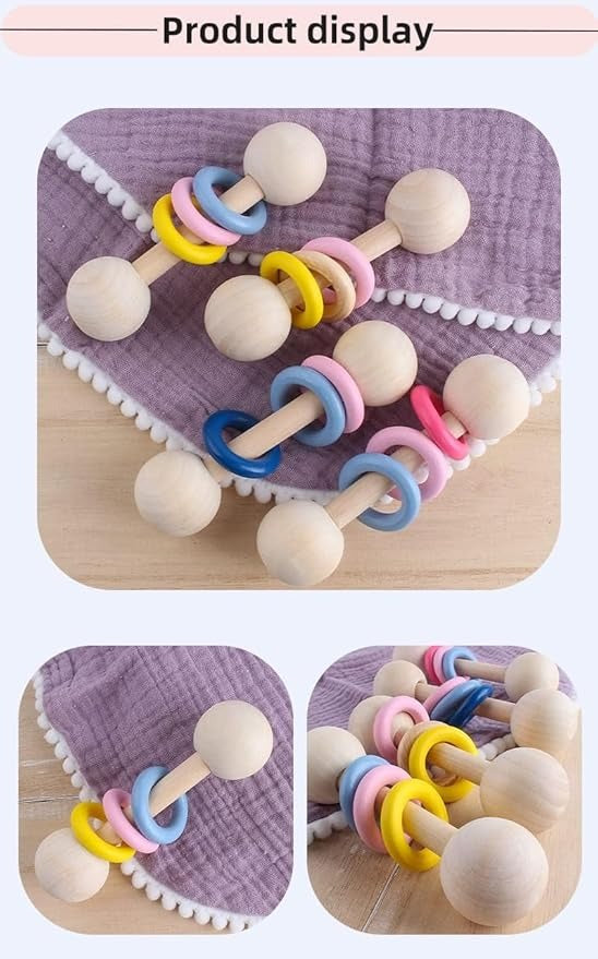 Teething Toy Newborn Rattle Wooden Chewable Teether (Pack of 1)