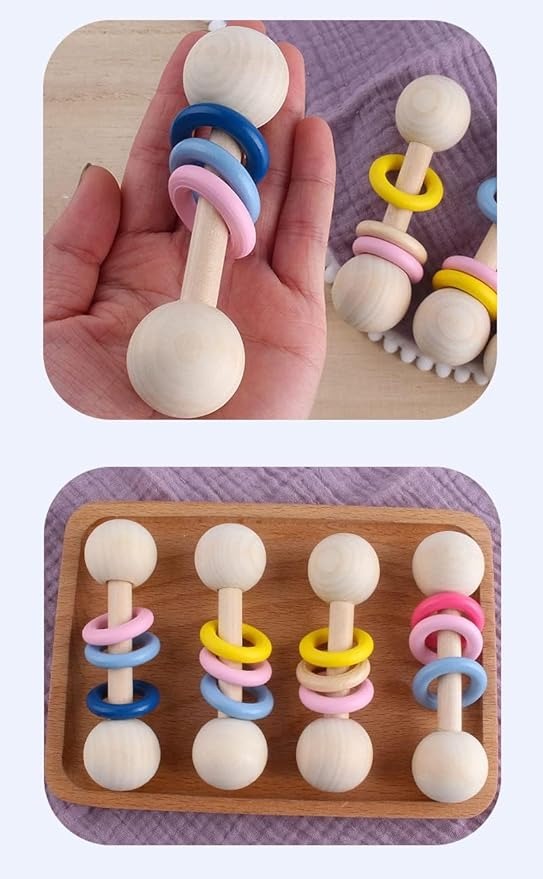 Teething Toy Newborn Rattle Wooden Chewable Teether (Pack of 1)