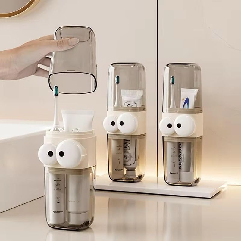 Transparent Toothbrush Case & Travel Mouthwash Cup - Ideal for Home & Travel (Set of 1)